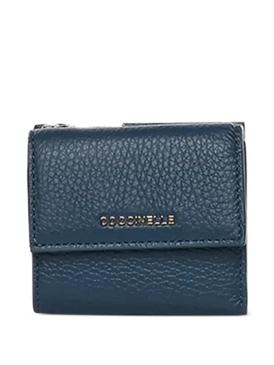 Coccinelle Small Grained-leather Wallet In Blue