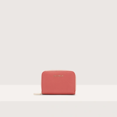 Coccinelle Small Grained Leather Wallet Metallic Soft In Pot
