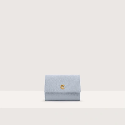 Coccinelle Small Grained Leather Wallet Myrine In Mist Blue