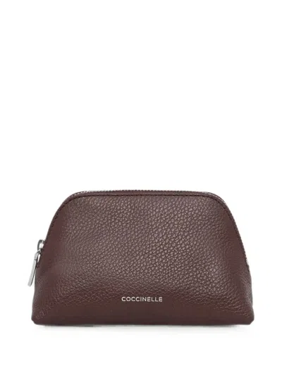 Coccinelle Small Helga Pebbled Leather Make Up Bag In Red