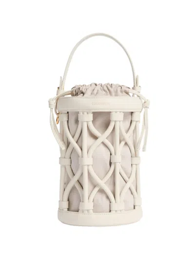 Coccinelle Small Koi Woven-design Bucket Bag In Neutral