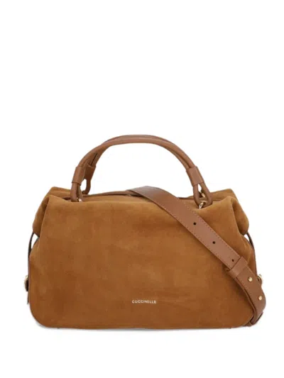 Coccinelle Small Lizzie Suede Tote Bag In Brown