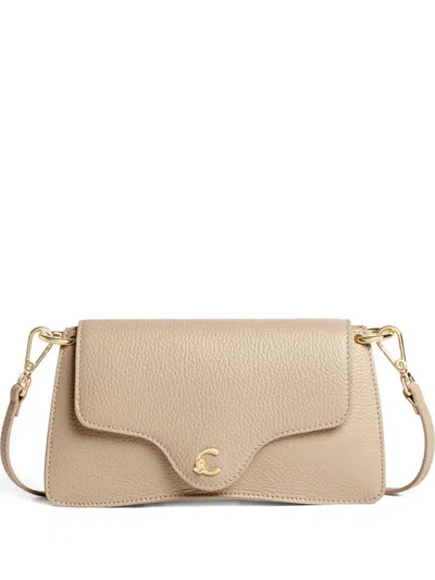 Coccinelle Small Magnet-fastening Shoulder Bag In Nude
