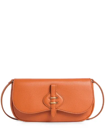 Coccinelle Small Mavery Pebbled-leather Shoulder Bag In Orange