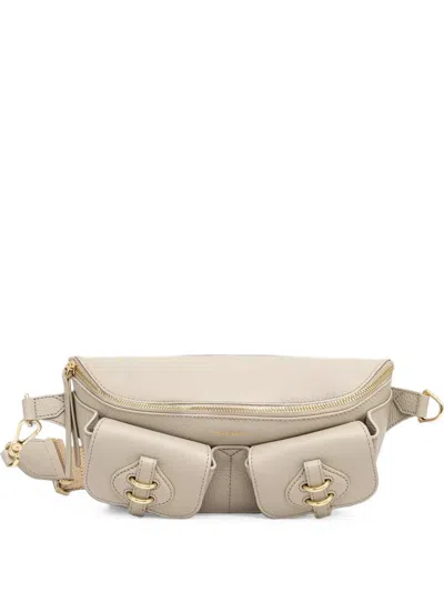 Coccinelle Small Mavery Pocket Grained Leather Belt Bag In Neutral