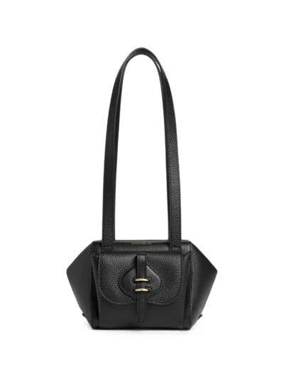 Coccinelle Small Mavery Pocket Leather Shoulder Bag In Black