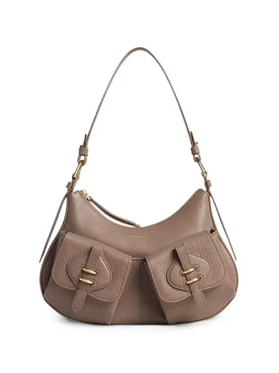 Coccinelle Small Mavery Pocket Shoulder Bag In Brown