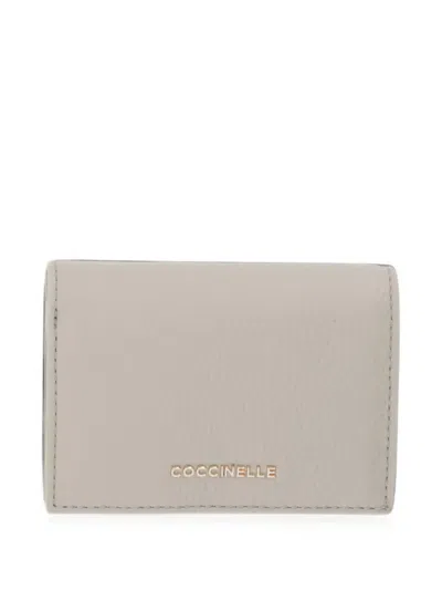 Coccinelle Small Metallic Pebbled Logo-lettering Wallet In Gray