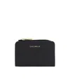 Coccinelle Small Metallic Soft Leather Wallet In Black