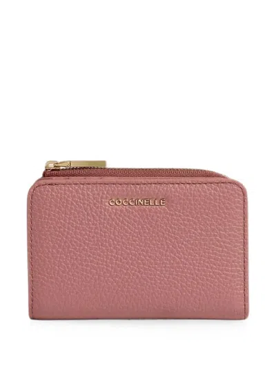 Coccinelle Small Metallic Wallet In Pink