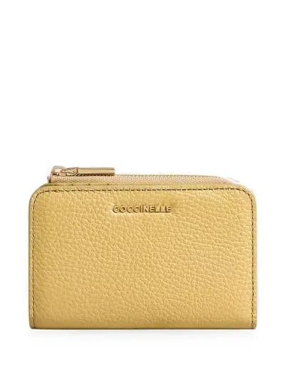 Coccinelle Small Metallic Wallet In Yellow