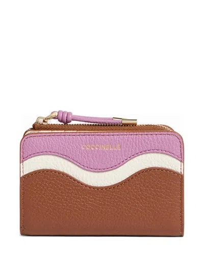 Coccinelle Small Nami Wave-detail Zip Wallet In Brown