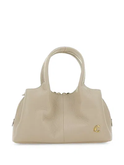 Coccinelle Small Nell Tumbled Leather Tote Bag In Neutral