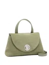 Coccinelle Small Nikla Circular-lock Suede Tote Bag In Green