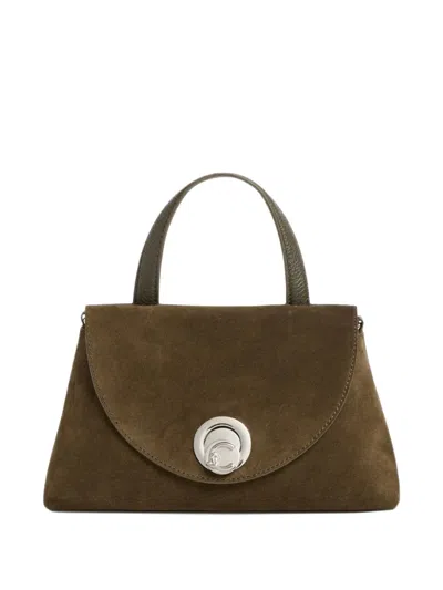 Coccinelle Small Nikla Suede Leather Tote Bag In Brown