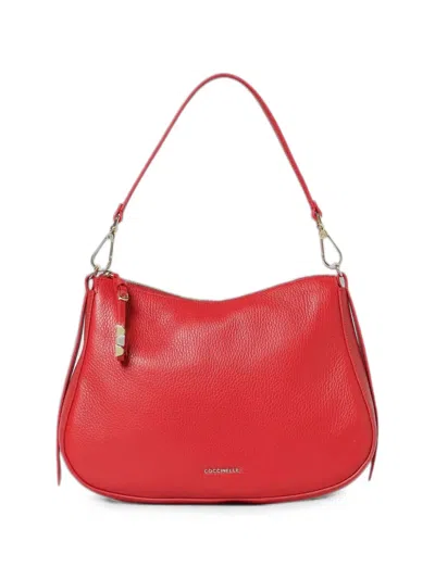 Coccinelle Small Nory Grained Leather Shoulder Bag In Red