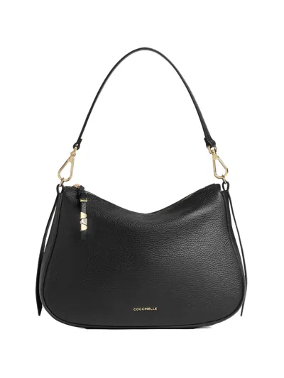 Coccinelle Small Nory Zip Leather Shoulder Bag In Black