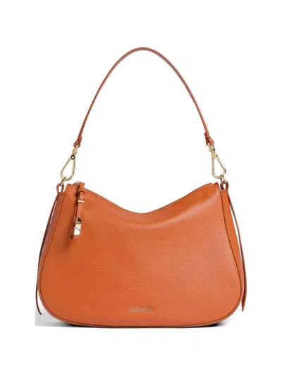 Coccinelle Small Nory Zip Leather Shoulder Bag In Orange