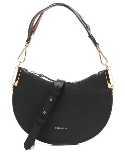 Coccinelle Small Sunup Half-moon Shoulder Bag In Black