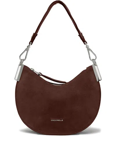 Coccinelle Small Sunup Suede Shoulder Bag In Brown