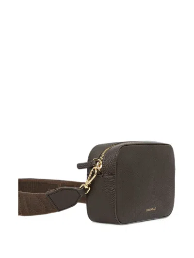 Coccinelle Small Tebe Grained Leather Shoulder Bag In Brown