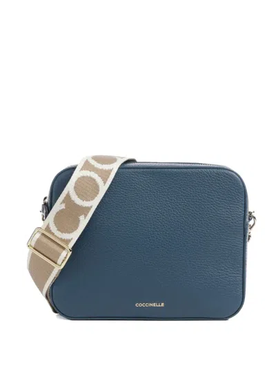 Coccinelle Small Tebe Logo-strap Shoulder Bag In Blue