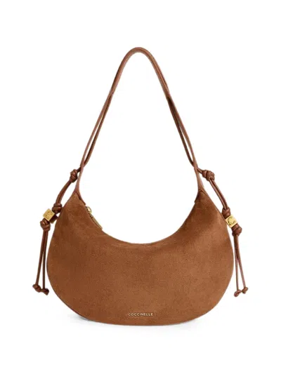 Coccinelle Small Thess Suede Shoulder Bag In Brown