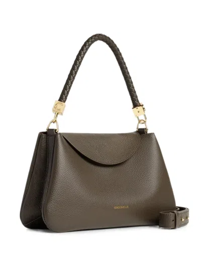Coccinelle Tiggy Shoulder Bag Detachable Strap Top Handle In Brown