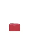 Coccinelle Red Leather Small Zip Wallet In Red