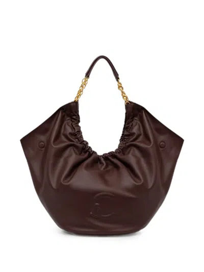 Coccinelle Smash Embossed-logo Chain-link Tote Bag In Brown