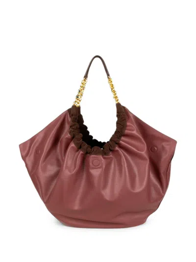 Coccinelle Smash Ruched Chain-link Tote Bag In Burgundy