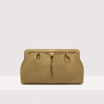 Coccinelle Smooth Leather Clutch Bag Diletta In Nocciola