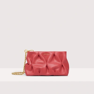 Coccinelle Smooth Leather Clutch Ophelie Goodie Mini In Cranberry
