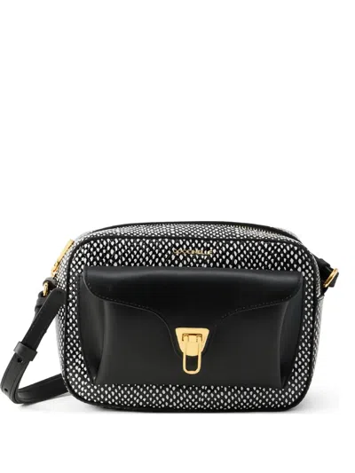 Coccinelle Snakeskin-effect Leather Shoulder Bag In Black