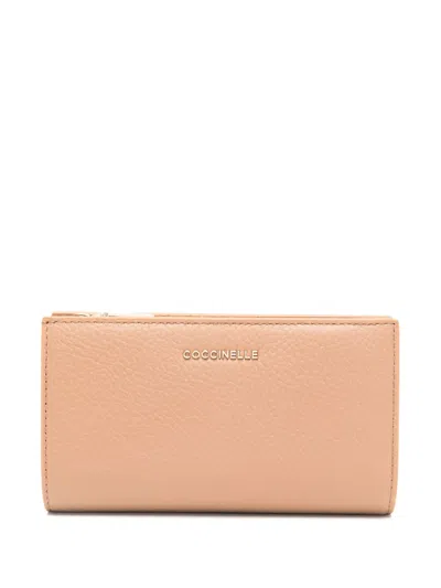 Coccinelle Soft Metallic Wallet In Neutrals
