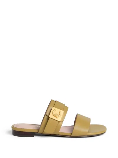 Coccinelle Standard Farfetch Format: C-me Lock Buckle-strap Leather Sandals In Green