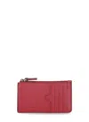 Coccinelle Pebbled-leather Debossed-logo Wallet In Red