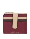 Coccinelle Striped Zip Wallet In Burgundy
