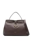 Coccinelle Structured Brown Calfskin Handbag With Gold-tone Detail In Purple