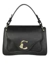 Coccinelle Structured Cowhide Leather Handbag With Adjustable Strap In Black
