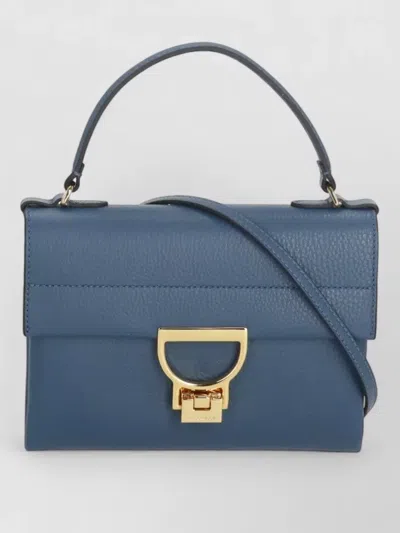 Coccinelle Structured Leather Shoulder And Top Handle Bag In Blue