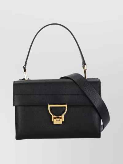 COCCINELLE STRUCTURED LEATHER SHOULDER BAG WITH ADJUSTABLE STRAP