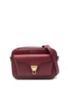 Coccinelle Structured Textured Leather Shoulder Bag In Burgundy