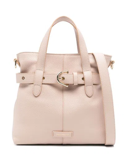 Coccinelle Structured Textured Leather Tote With Dual Handles In Pink