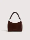 Coccinelle Suede And Grained Leather Handbag Boheme Suede Bimaterial Small In Brown