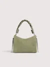 Coccinelle Suede And Grained Leather Handbag Boheme Suede Bimaterial Small In Green
