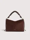 Coccinelle Suede And Grained Leather Shoulder Bag Boheme Suede Bimaterial Medium In Brown