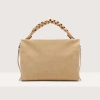 COCCINELLE SUEDE AND GRAINED LEATHER SHOULDER BAG BOHEME SUEDE BIMATERIAL MEDIUM