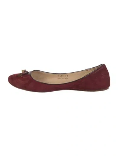 Pre-owned Coccinelle Suede Ballet Flats In Burgundy