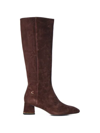 Coccinelle Suede Block-heel Boots In Multi